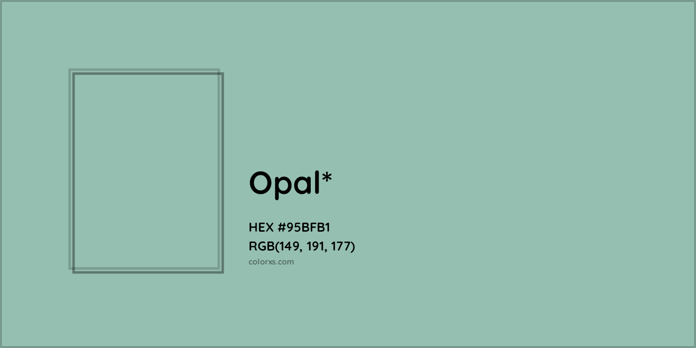 HEX #95BFB1 Color Name, Color Code, Palettes, Similar Paints, Images
