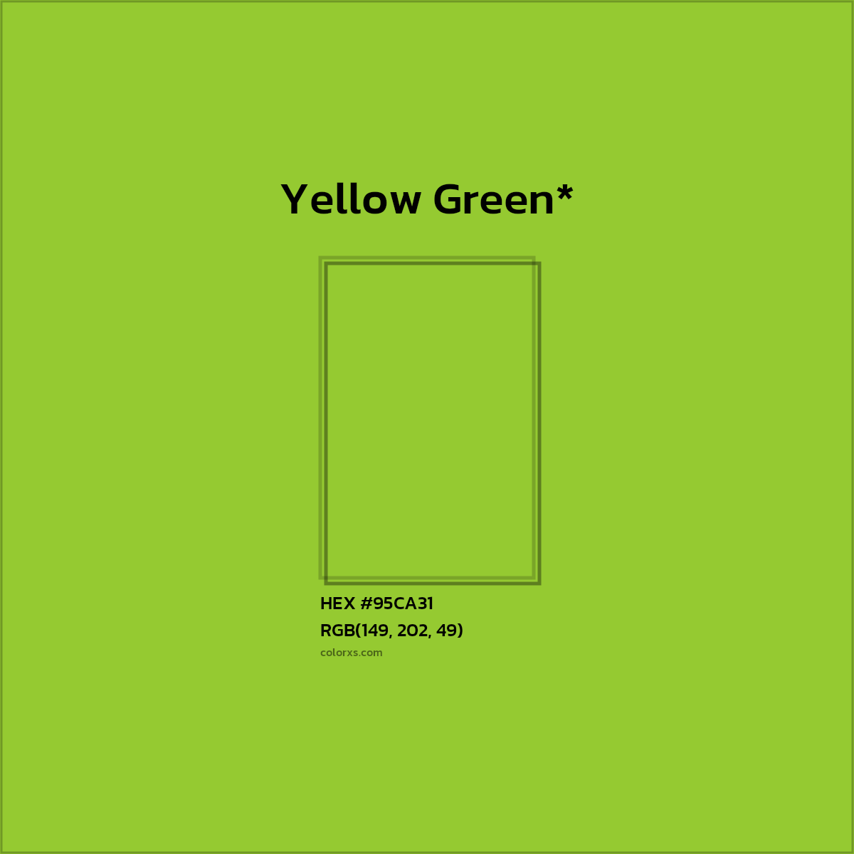 HEX #95CA31 Color Name, Color Code, Palettes, Similar Paints, Images