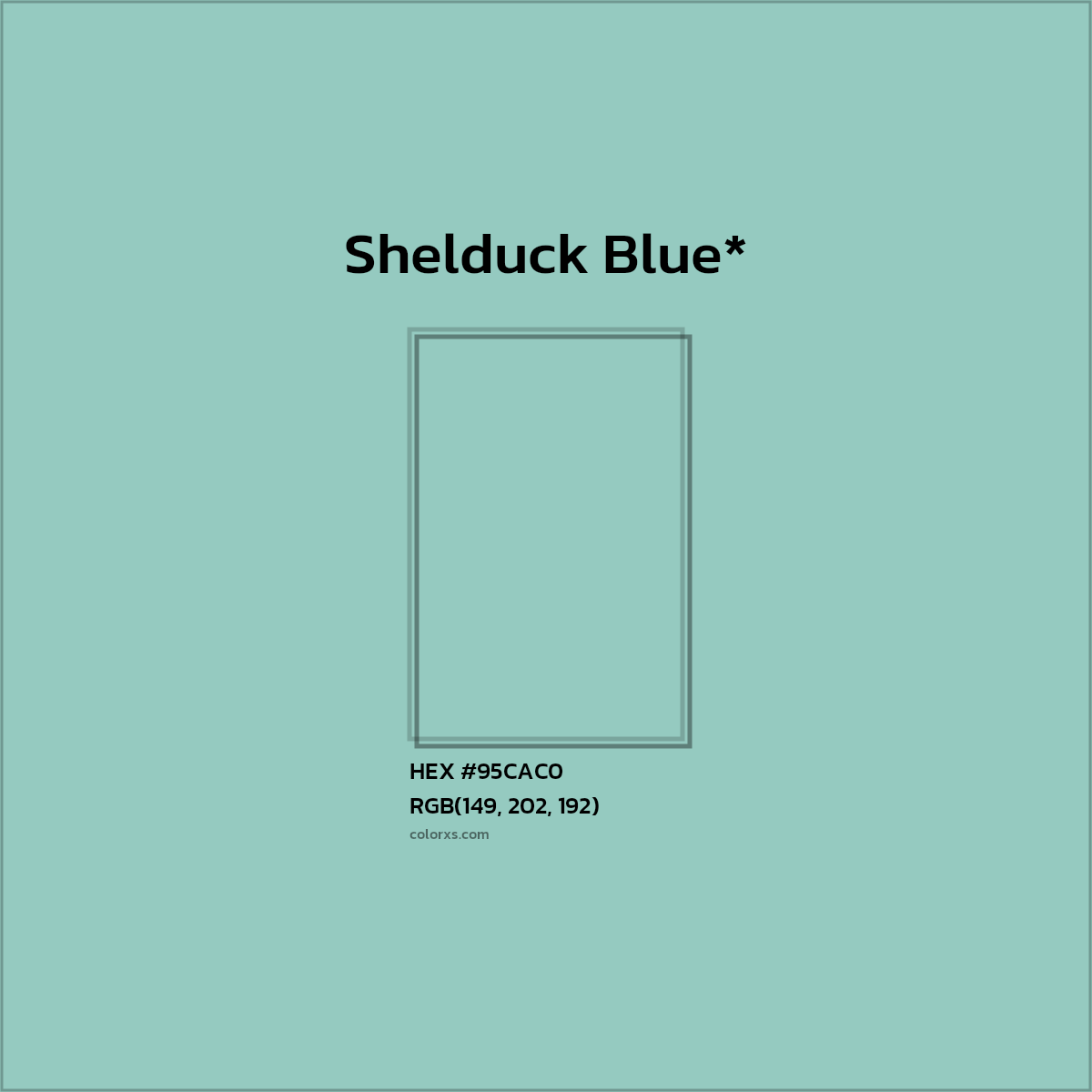 HEX #95CAC0 Color Name, Color Code, Palettes, Similar Paints, Images