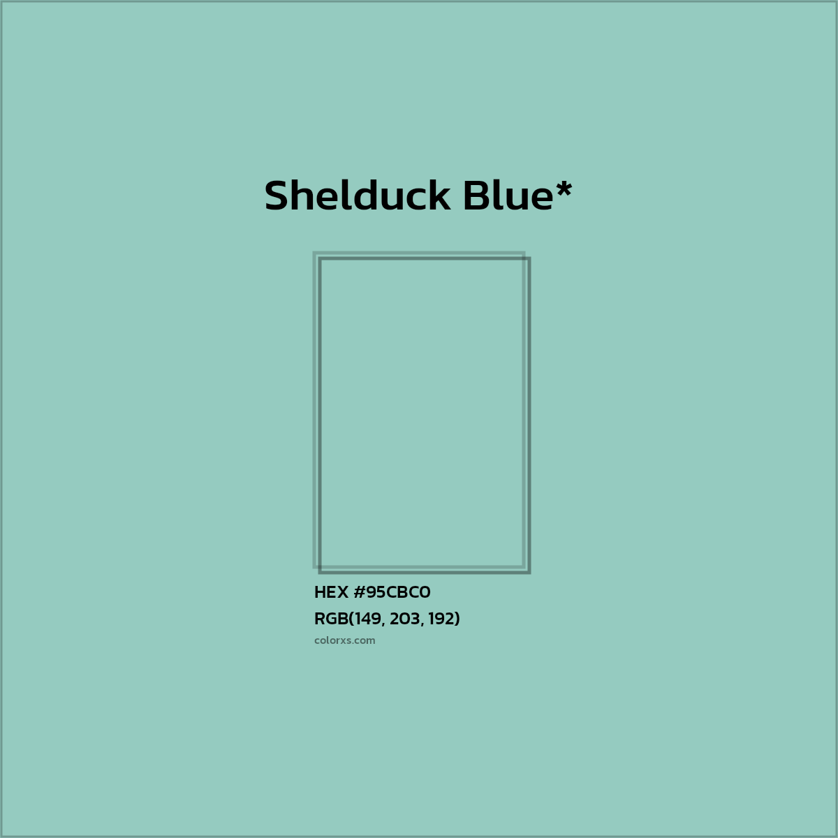 HEX #95CBC0 Color Name, Color Code, Palettes, Similar Paints, Images