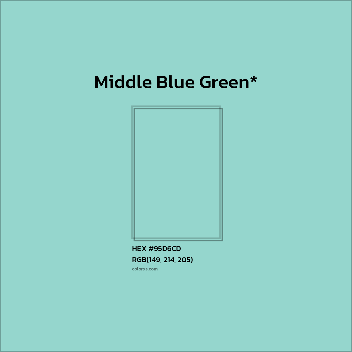 HEX #95D6CD Color Name, Color Code, Palettes, Similar Paints, Images