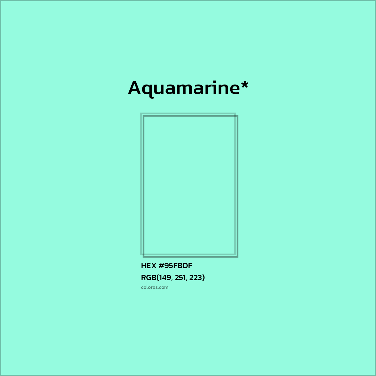 HEX #95FBDF Color Name, Color Code, Palettes, Similar Paints, Images