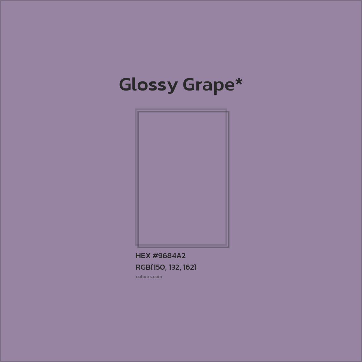 #9684A2 hex color. RGB, RYB, CMYK, HSL, HSV codes and color conversions. Matching color names, palettes, paints.
