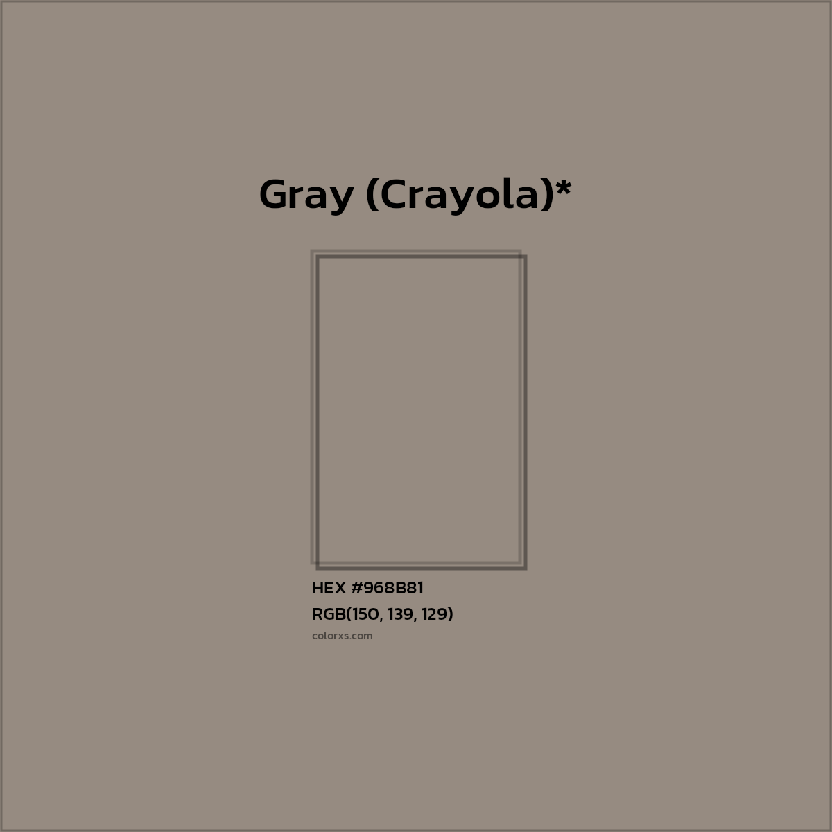 HEX #968B81 Color Name, Color Code, Palettes, Similar Paints, Images