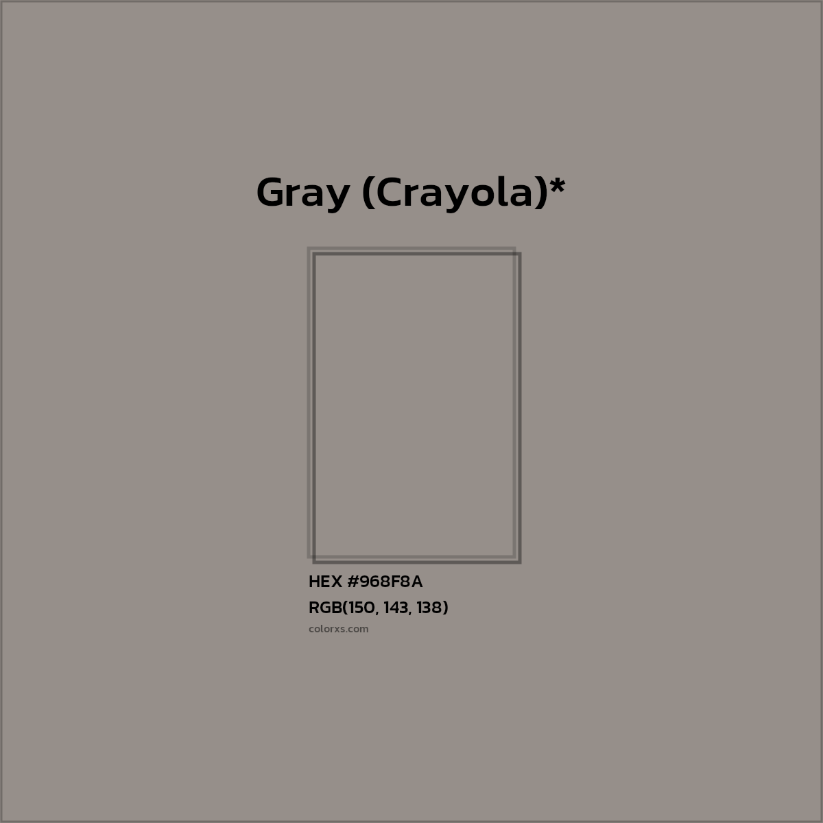 HEX #968F8A Color Name, Color Code, Palettes, Similar Paints, Images