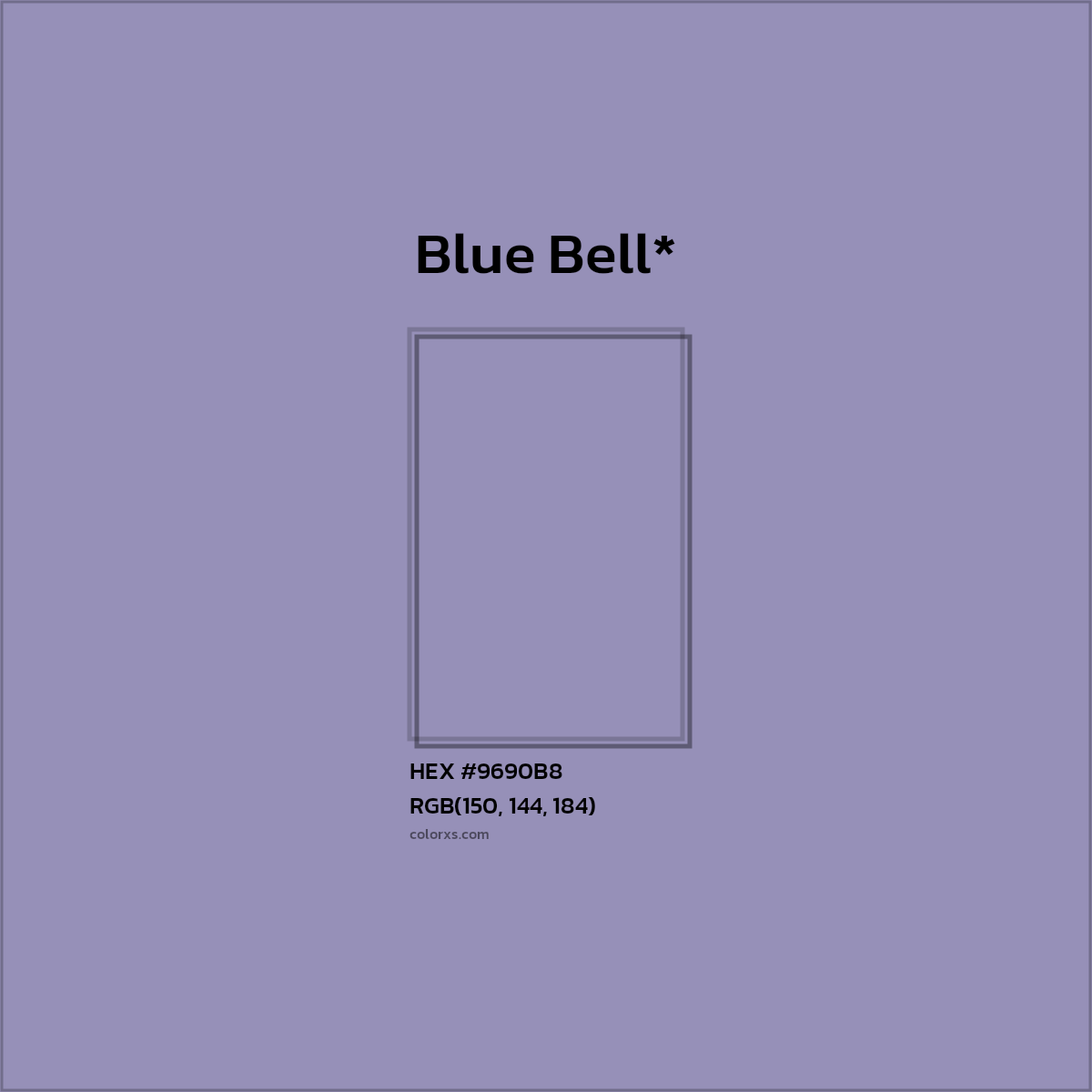 HEX #9690B8 Color Name, Color Code, Palettes, Similar Paints, Images