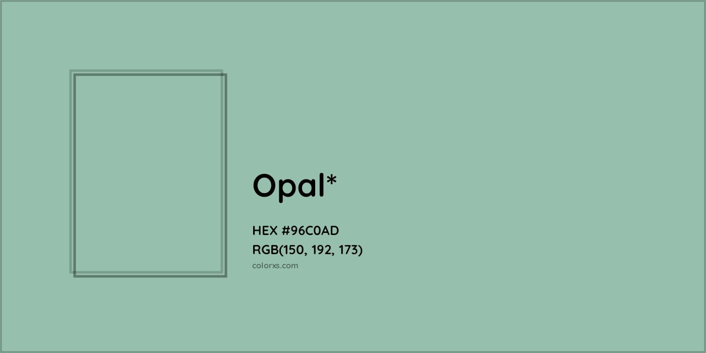 HEX #96C0AD Color Name, Color Code, Palettes, Similar Paints, Images
