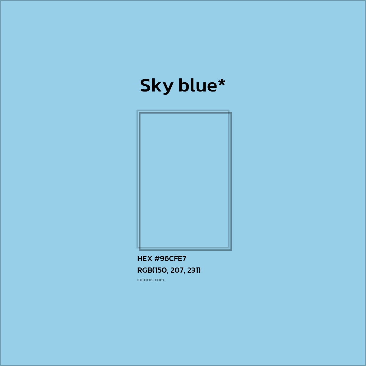HEX #96CFE7 Color Name, Color Code, Palettes, Similar Paints, Images