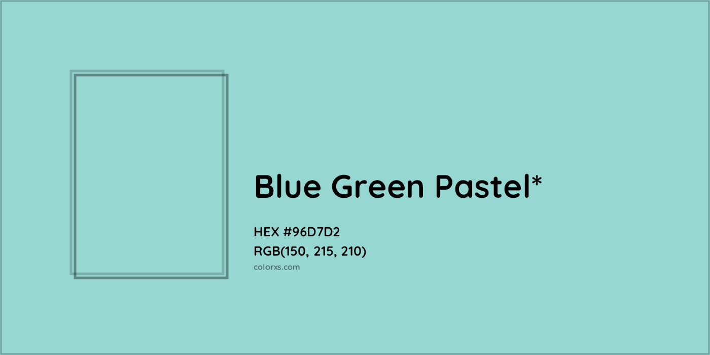 HEX #96D7D2 Color Name, Color Code, Palettes, Similar Paints, Images