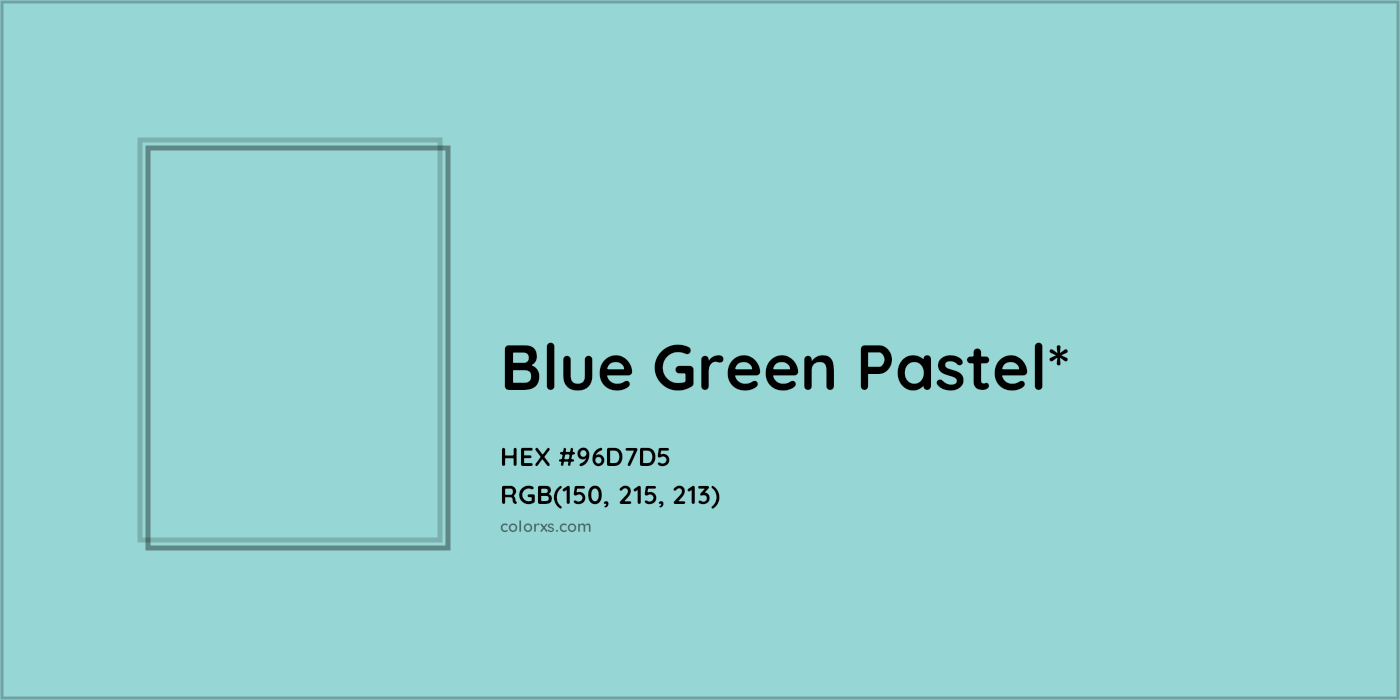 HEX #96D7D5 Color Name, Color Code, Palettes, Similar Paints, Images