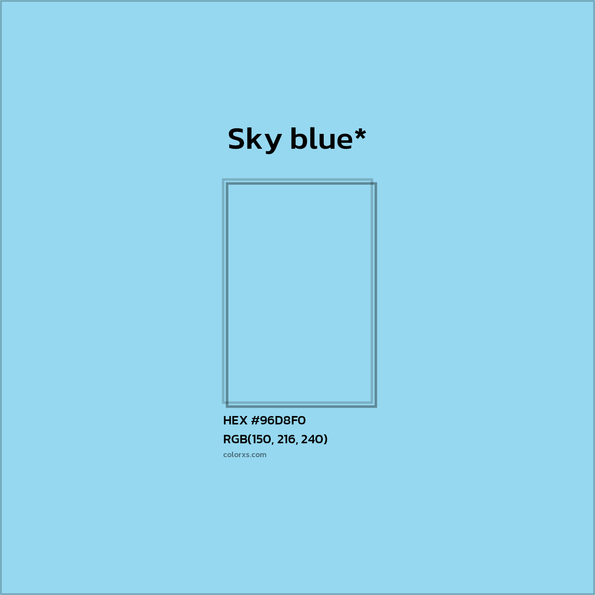 HEX #96D8F0 Color Name, Color Code, Palettes, Similar Paints, Images