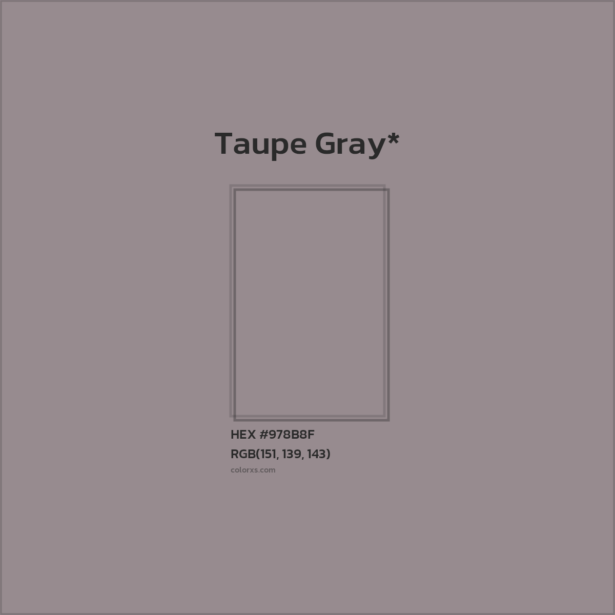 #978B8F hex color. RGB, RYB, CMYK, HSL, HSV codes and color conversions. Matching color names, palettes, paints.