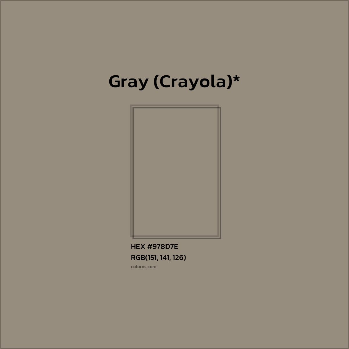 HEX #978D7E Color Name, Color Code, Palettes, Similar Paints, Images