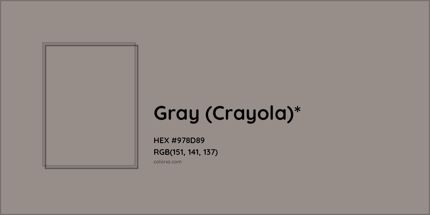 HEX #978D89 Color Name, Color Code, Palettes, Similar Paints, Images