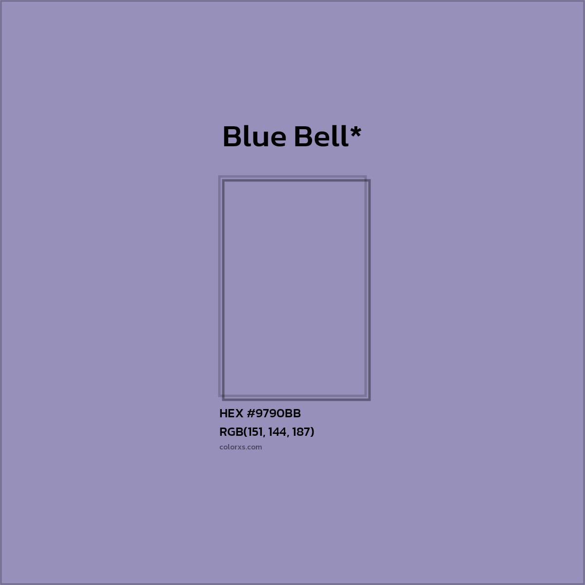 #9790BB hex color. RGB, RYB, CMYK, HSL, HSV codes and color conversions. Matching color names, palettes, paints.