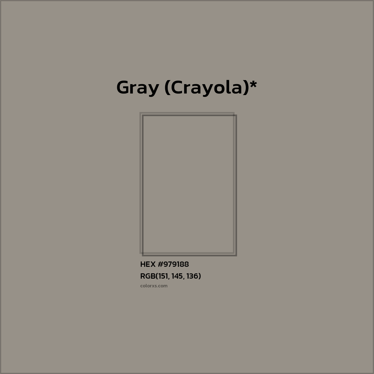 HEX #979188 Color Name, Color Code, Palettes, Similar Paints, Images