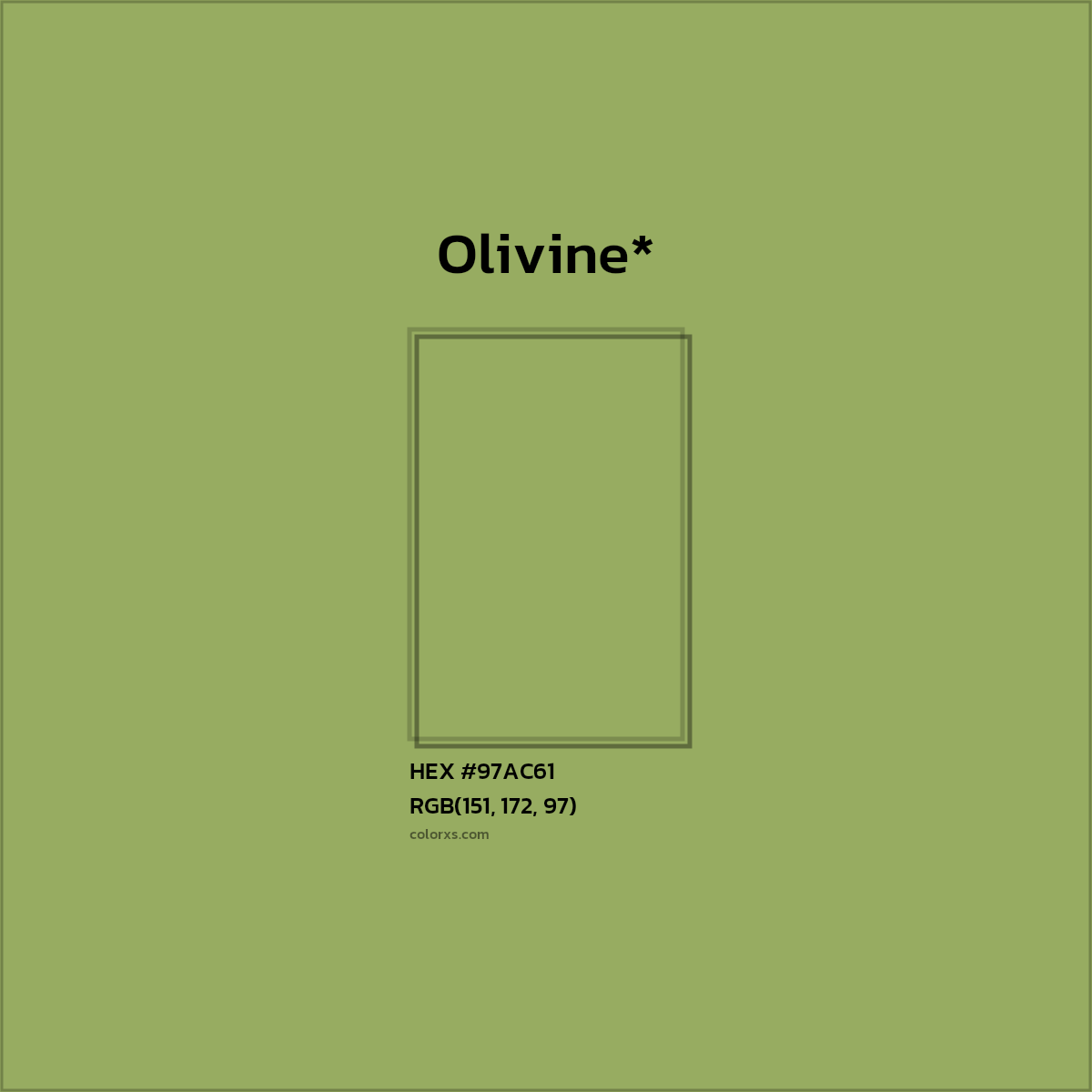HEX #97AC61 Color Name, Color Code, Palettes, Similar Paints, Images