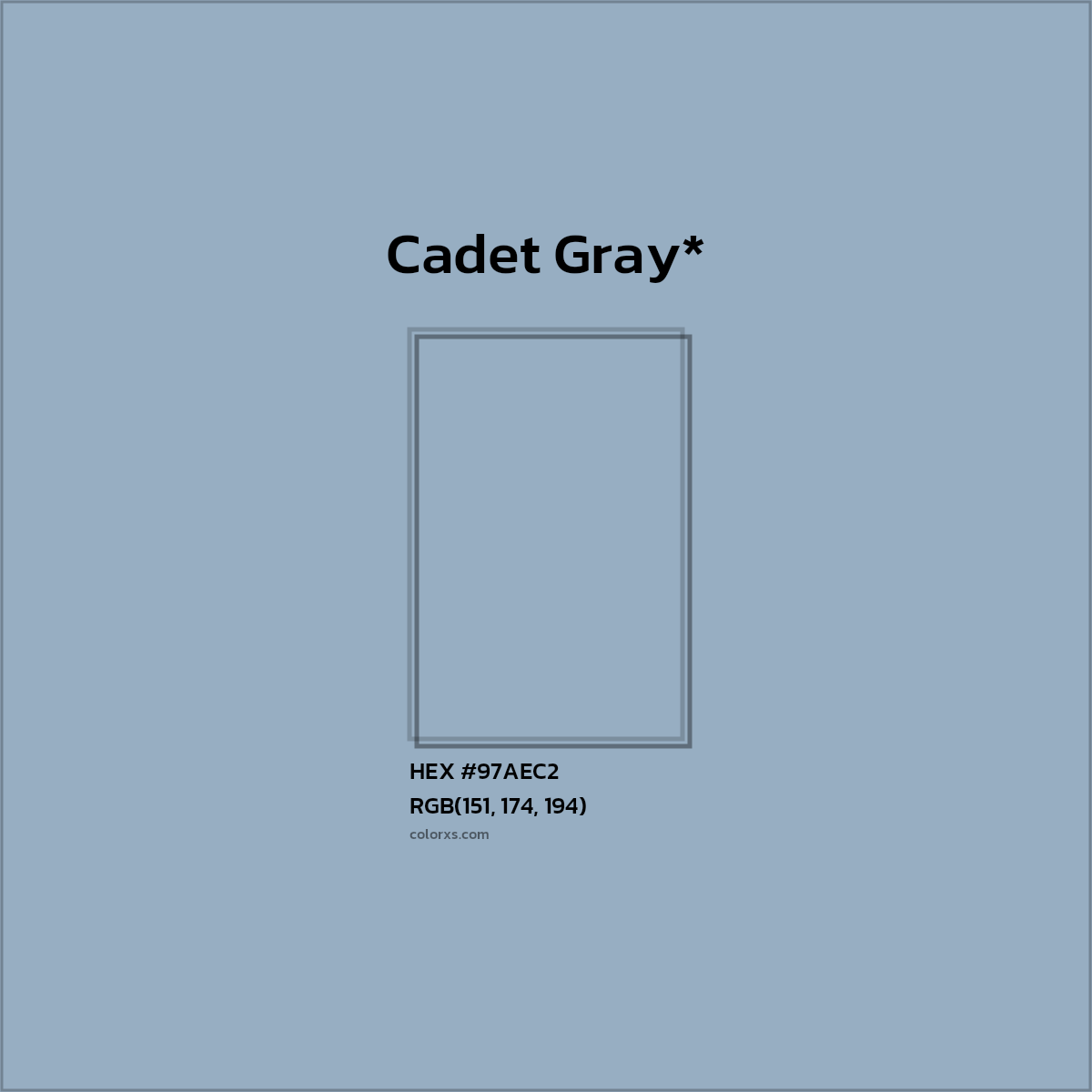 HEX #97AEC2 Color Name, Color Code, Palettes, Similar Paints, Images