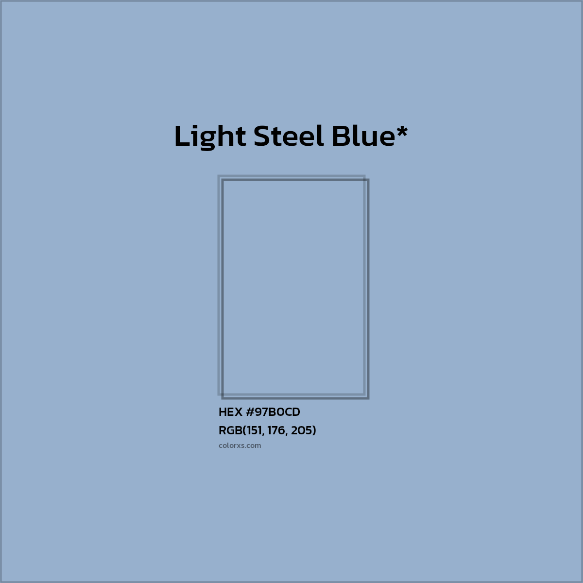 HEX #97B0CD Color Name, Color Code, Palettes, Similar Paints, Images