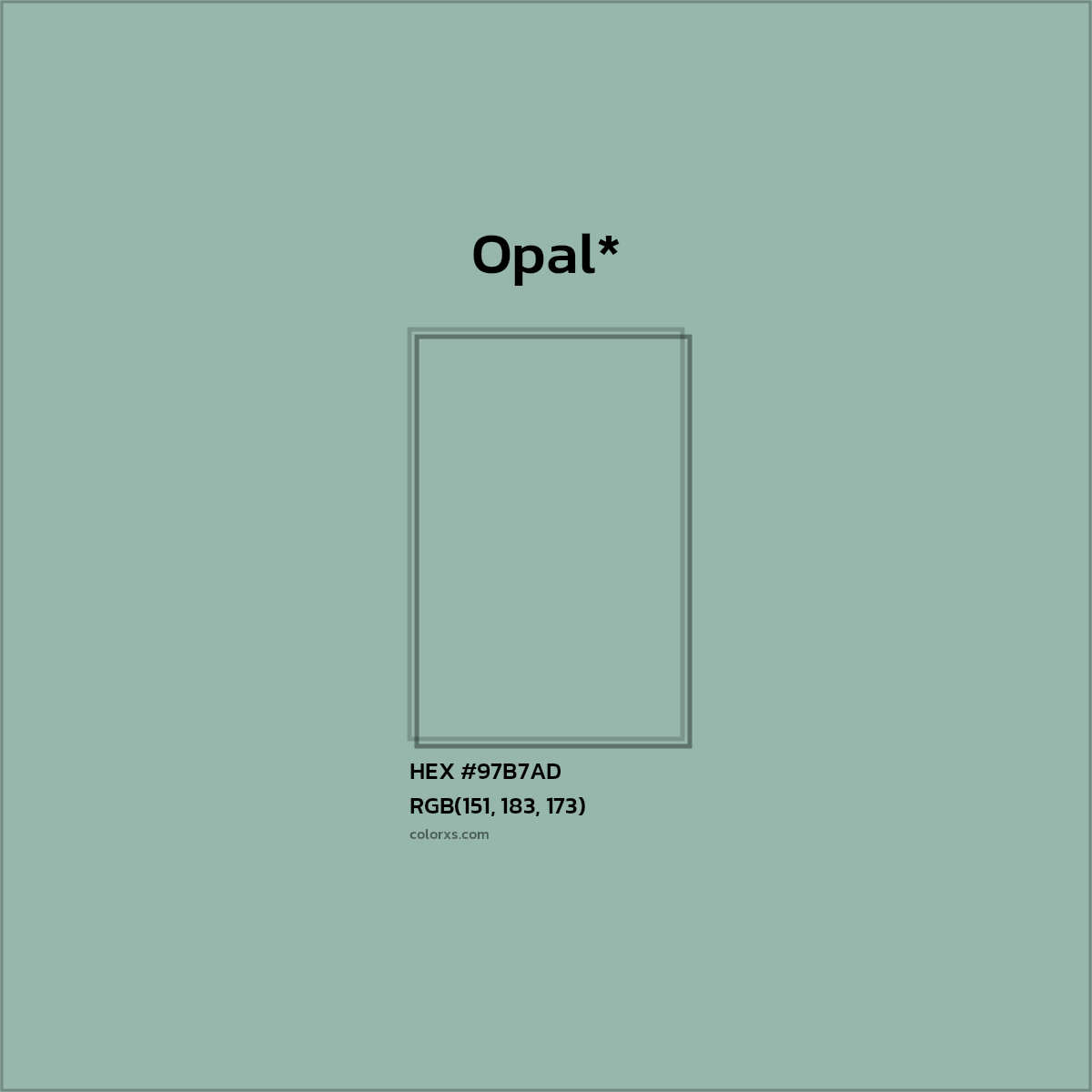 HEX #97B7AD Color Name, Color Code, Palettes, Similar Paints, Images