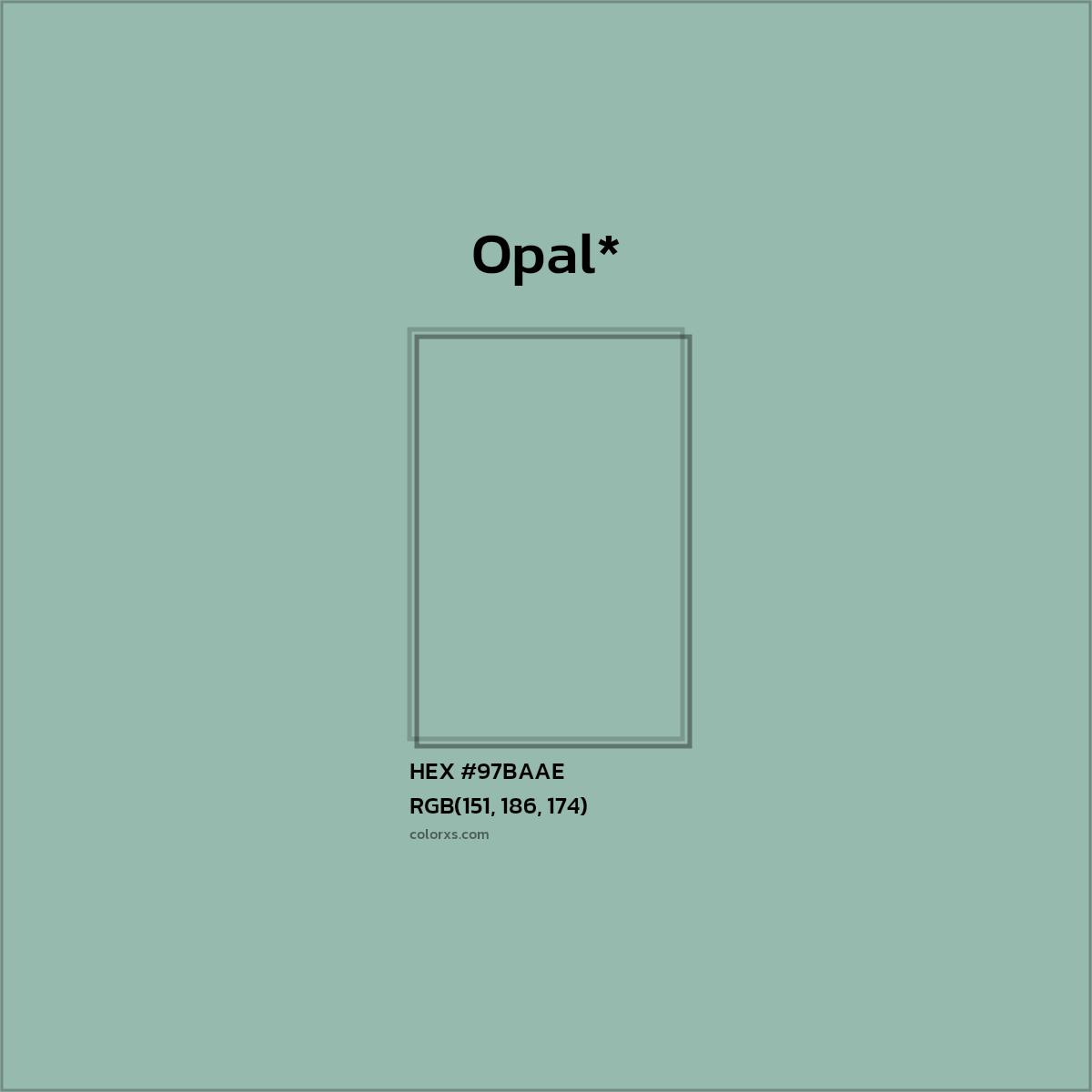 HEX #97BAAE Color Name, Color Code, Palettes, Similar Paints, Images