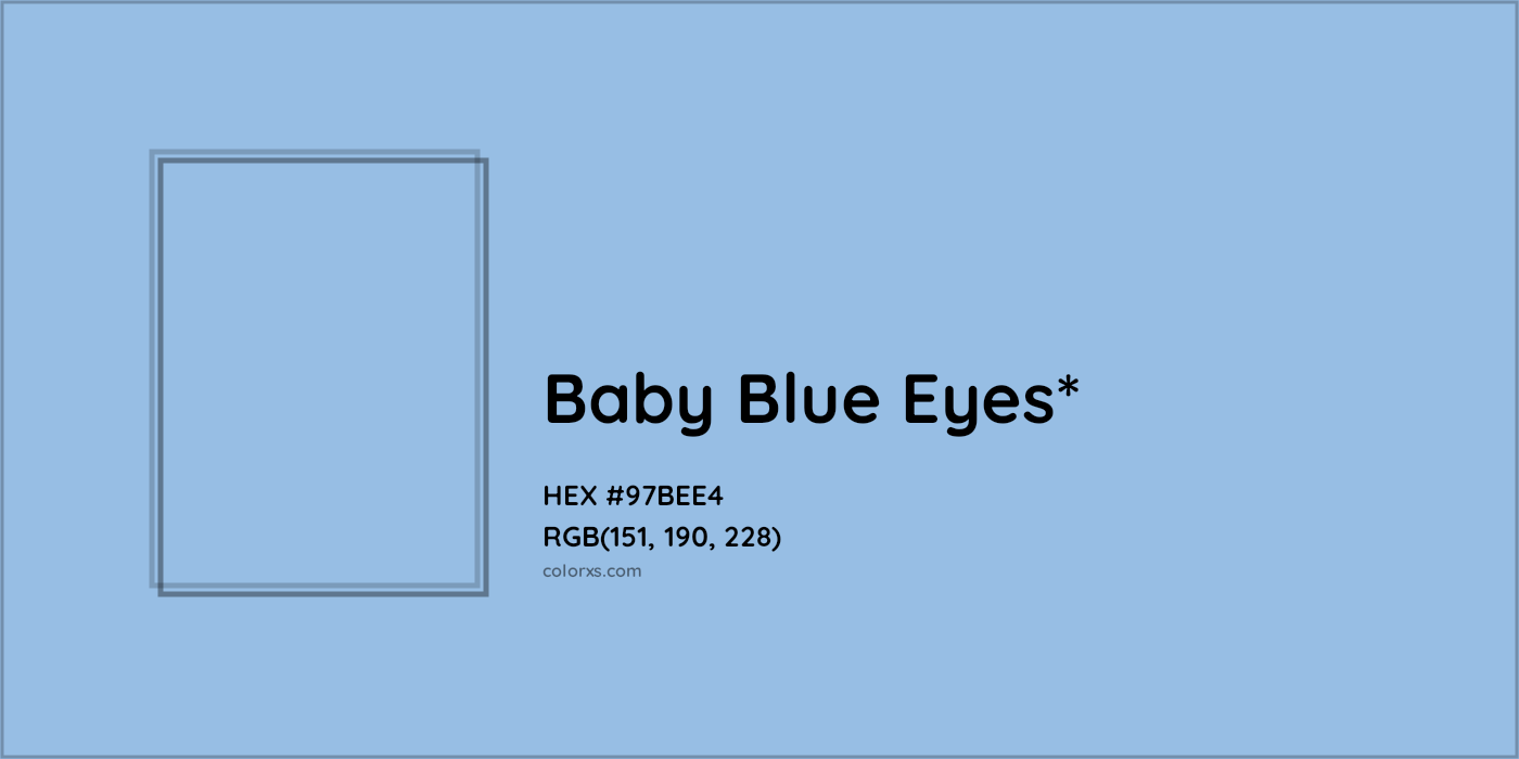 HEX #97BEE4 Color Name, Color Code, Palettes, Similar Paints, Images