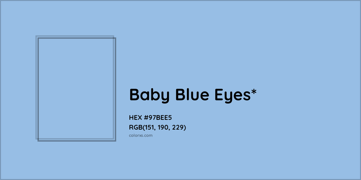 HEX #97BEE5 Color Name, Color Code, Palettes, Similar Paints, Images