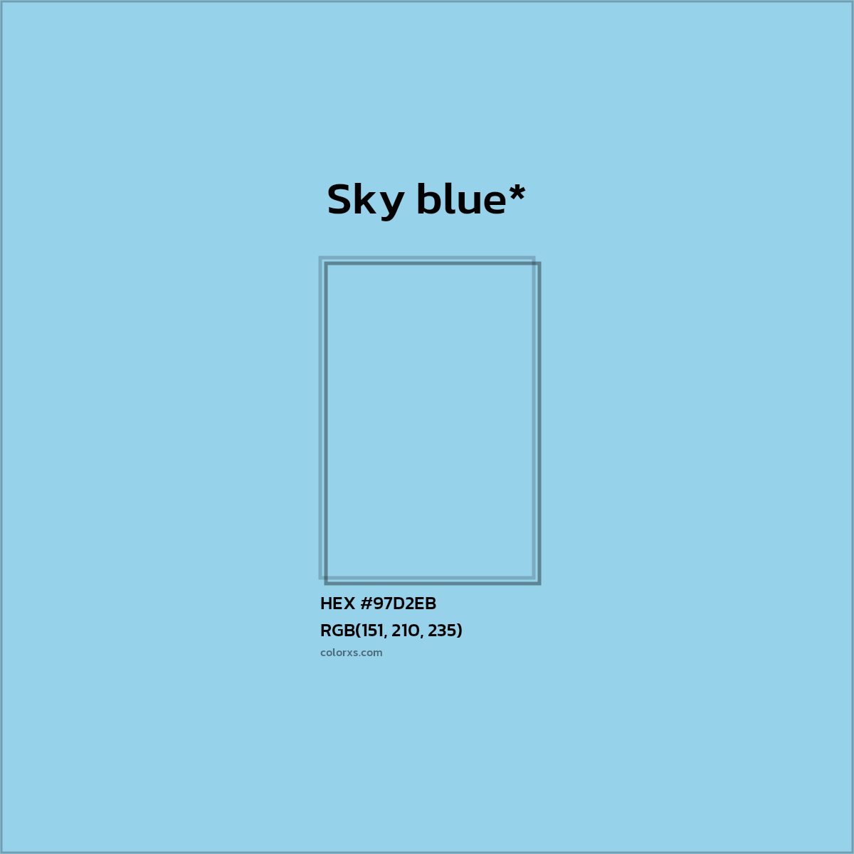 HEX #97D2EB Color Name, Color Code, Palettes, Similar Paints, Images