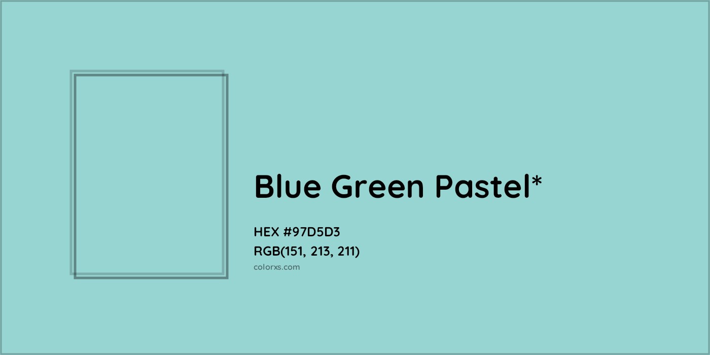 HEX #97D5D3 Color Name, Color Code, Palettes, Similar Paints, Images