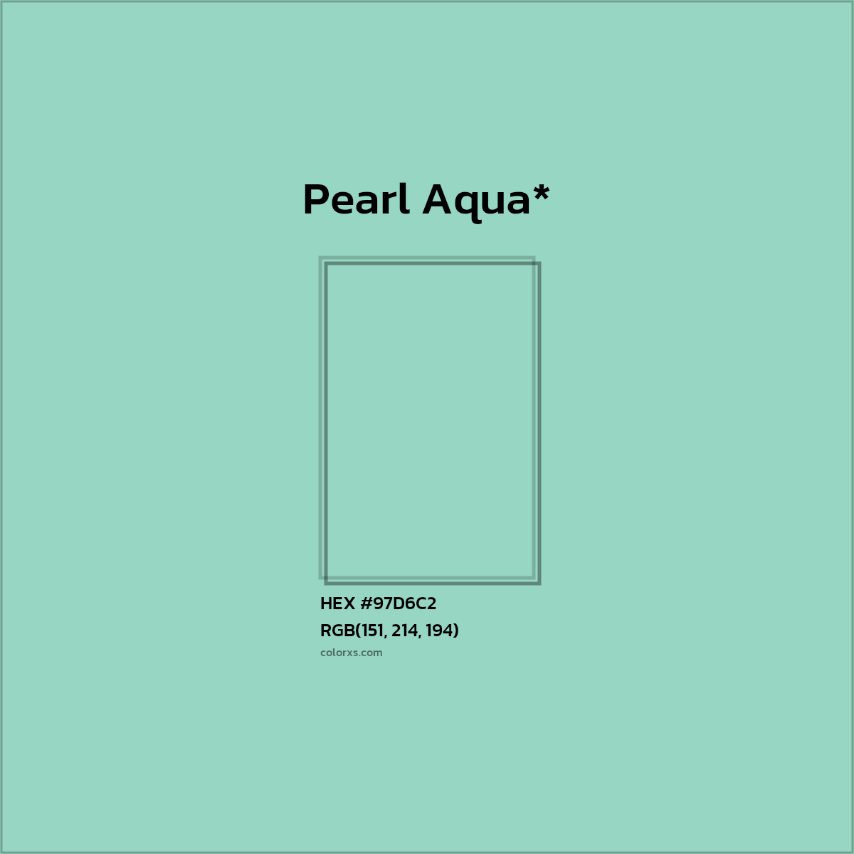 HEX #97D6C2 Color Name, Color Code, Palettes, Similar Paints, Images
