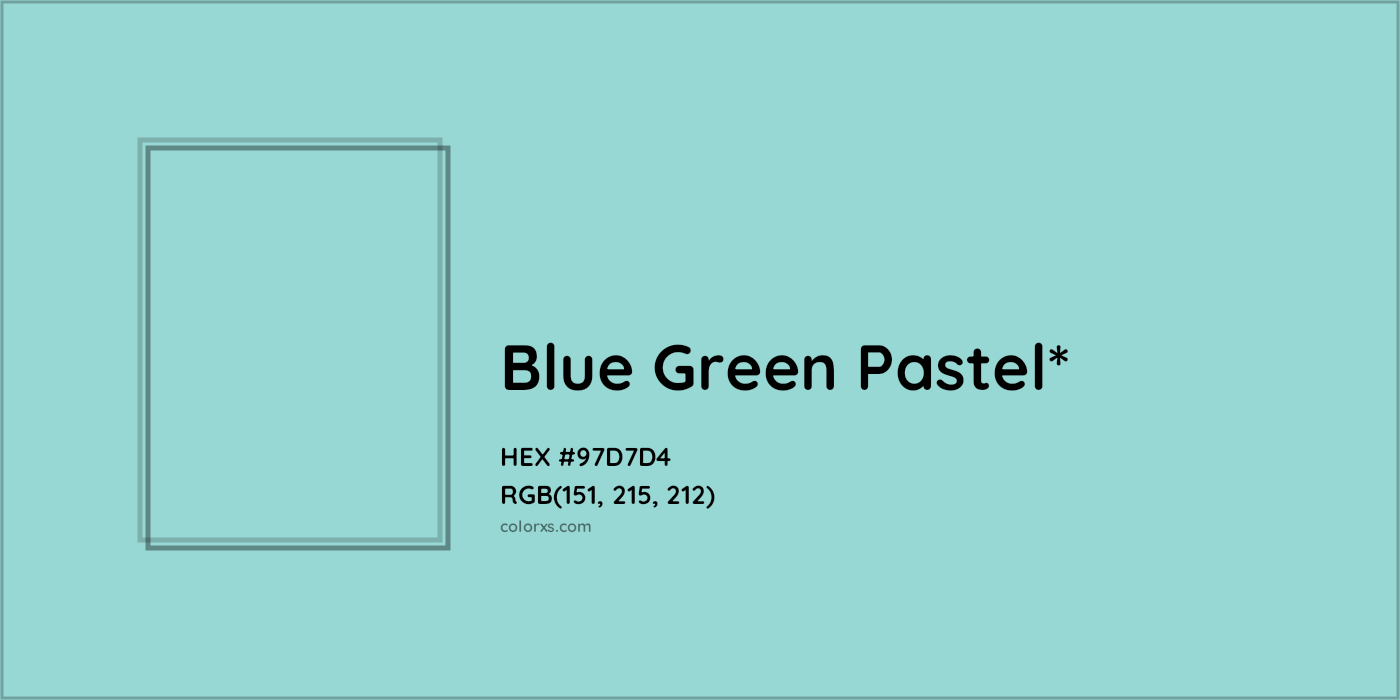 HEX #97D7D4 Color Name, Color Code, Palettes, Similar Paints, Images