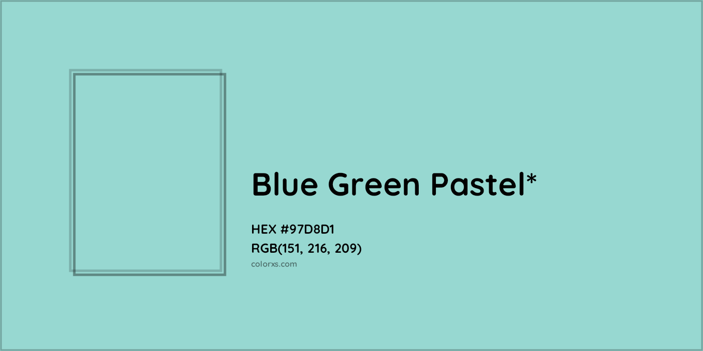 HEX #97D8D1 Color Name, Color Code, Palettes, Similar Paints, Images