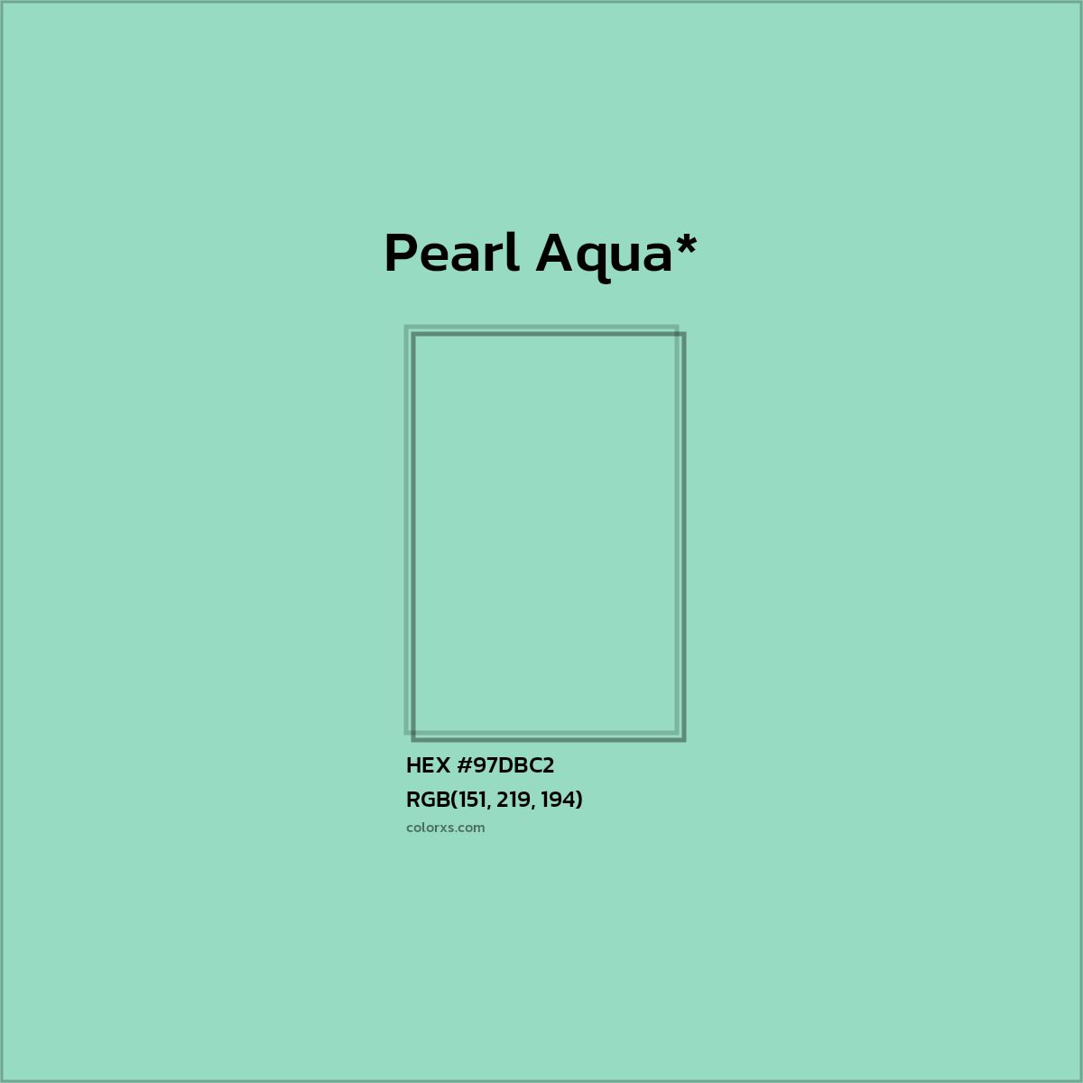 HEX #97DBC2 Color Name, Color Code, Palettes, Similar Paints, Images