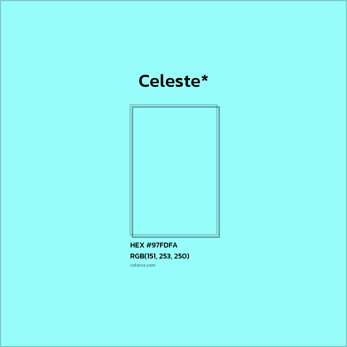 HEX #97FDFA Color Name, Color Code, Palettes, Similar Paints, Images