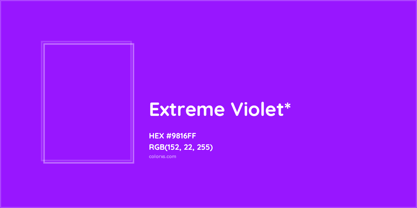 HEX #9816FF Color Name, Color Code, Palettes, Similar Paints, Images