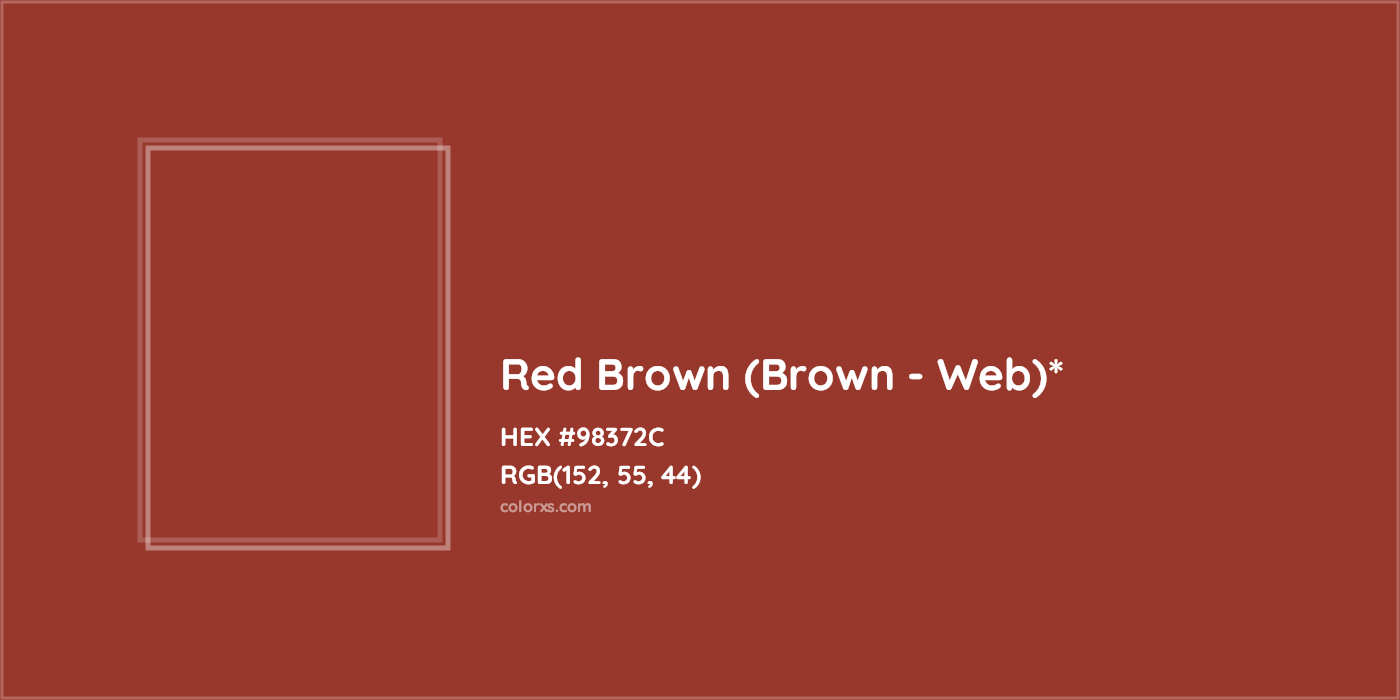 HEX #98372C Color Name, Color Code, Palettes, Similar Paints, Images