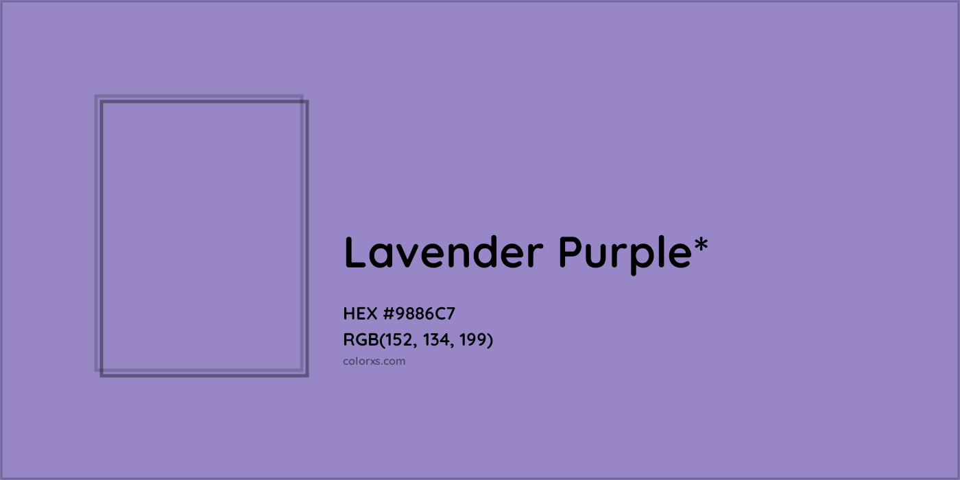 HEX #9886C7 Color Name, Color Code, Palettes, Similar Paints, Images