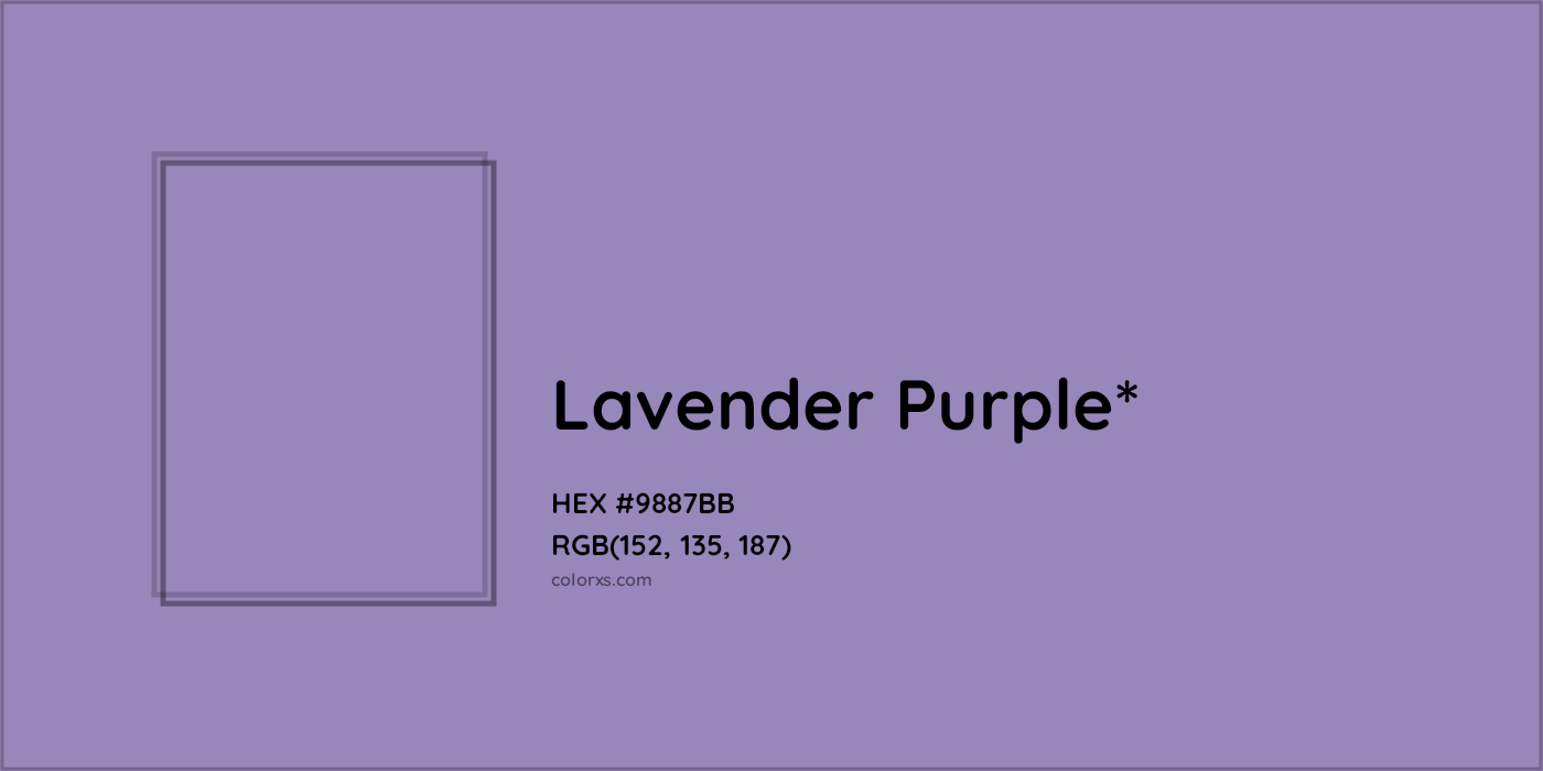 HEX #9887BB Color Name, Color Code, Palettes, Similar Paints, Images
