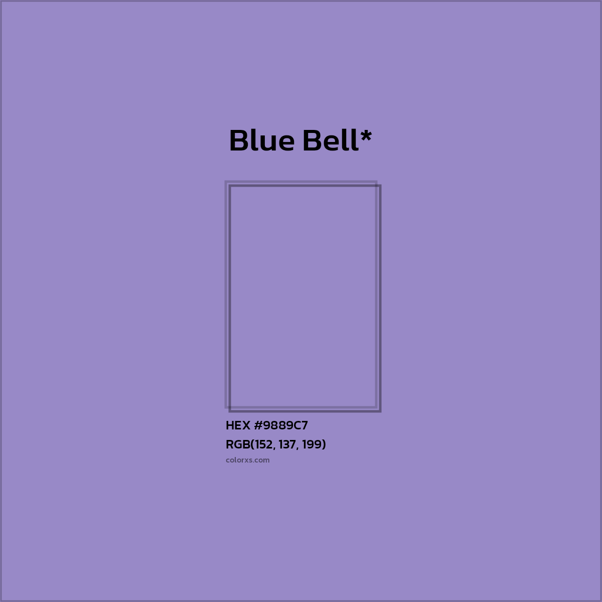 HEX #9889C7 Color Name, Color Code, Palettes, Similar Paints, Images