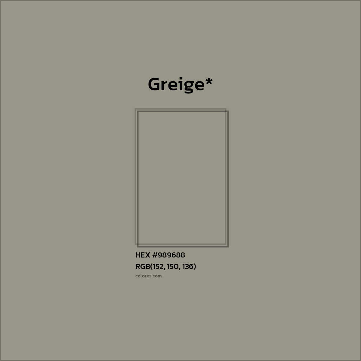 HEX #989688 Color Name, Color Code, Palettes, Similar Paints, Images