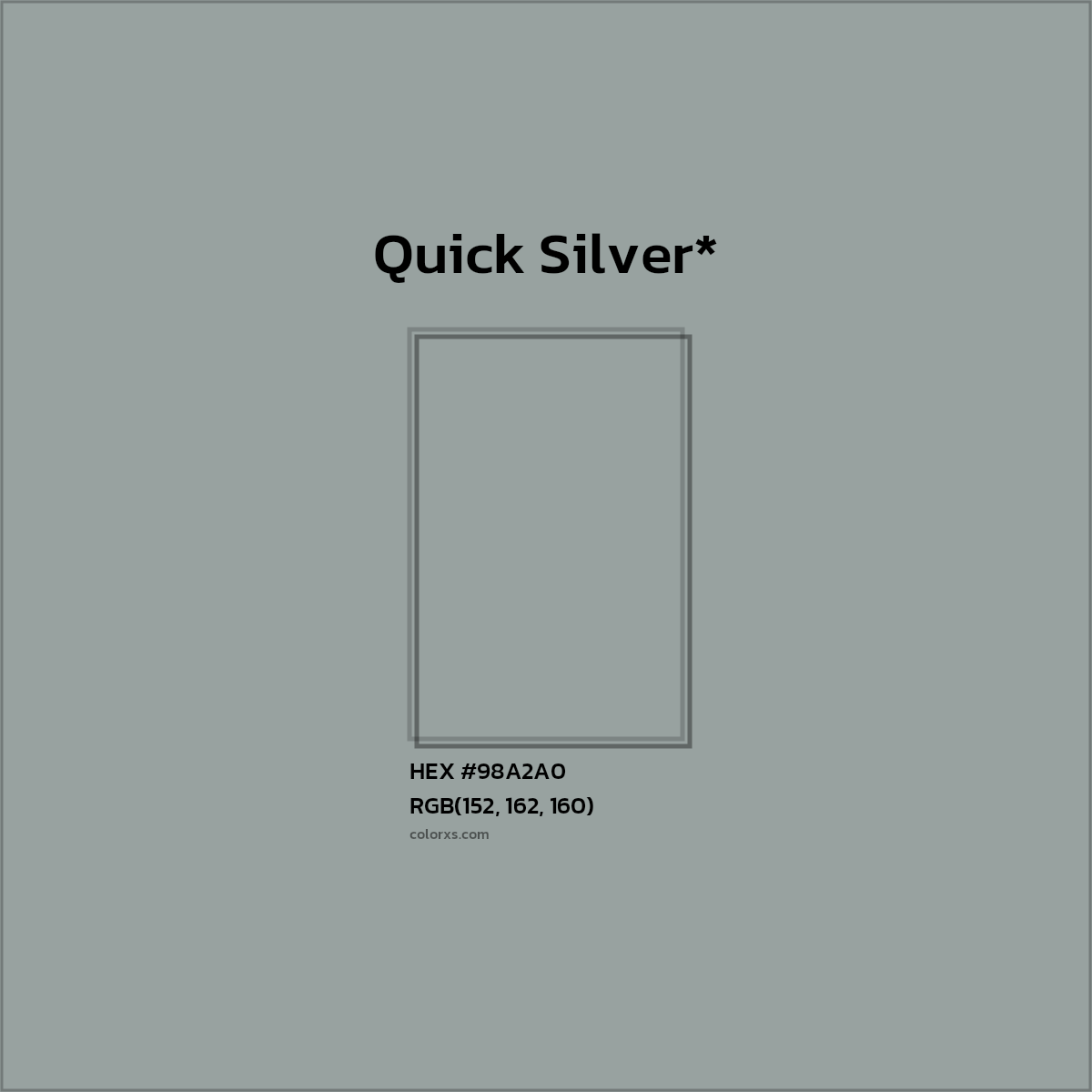 HEX #98A2A0 Color Name, Color Code, Palettes, Similar Paints, Images