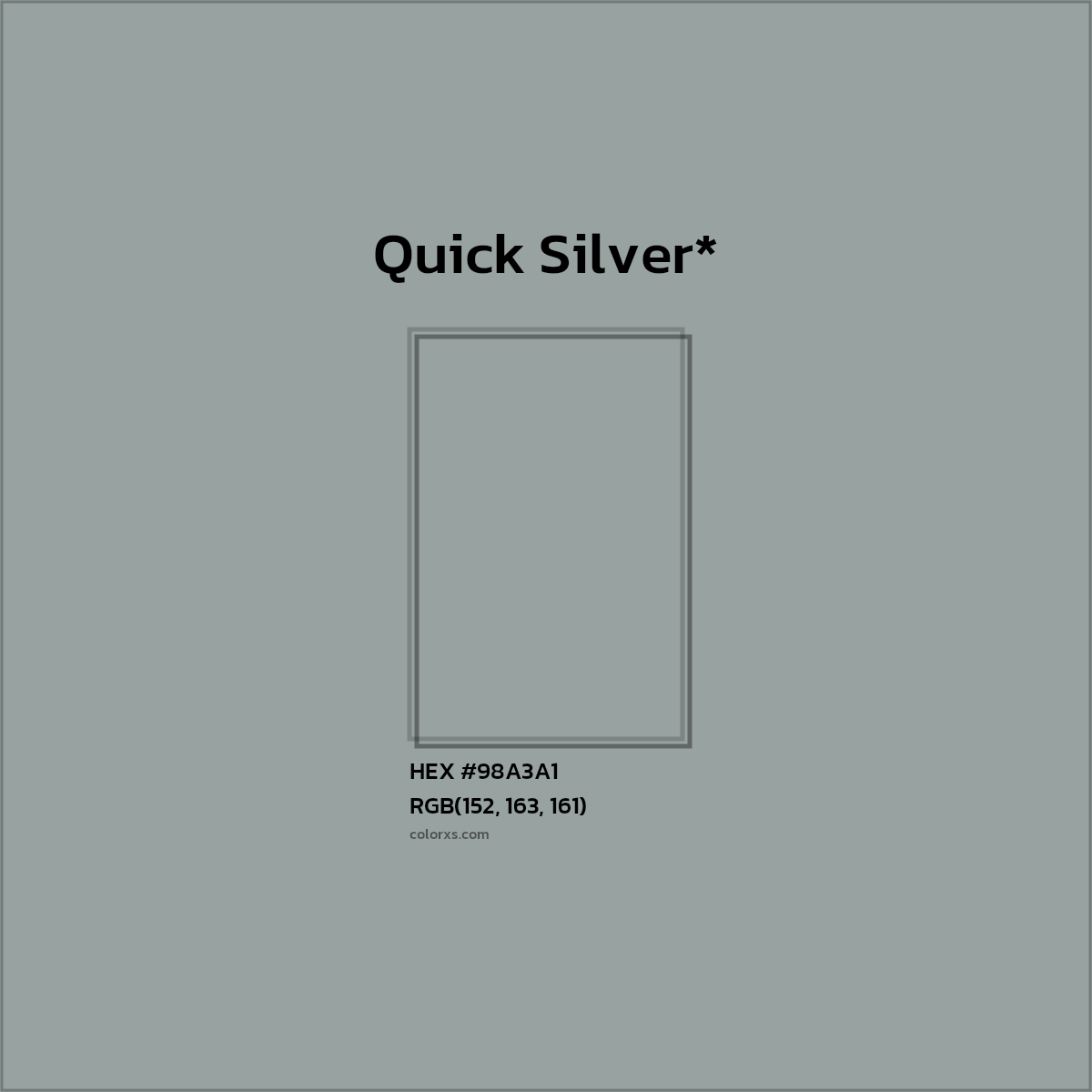 HEX #98A3A1 Color Name, Color Code, Palettes, Similar Paints, Images