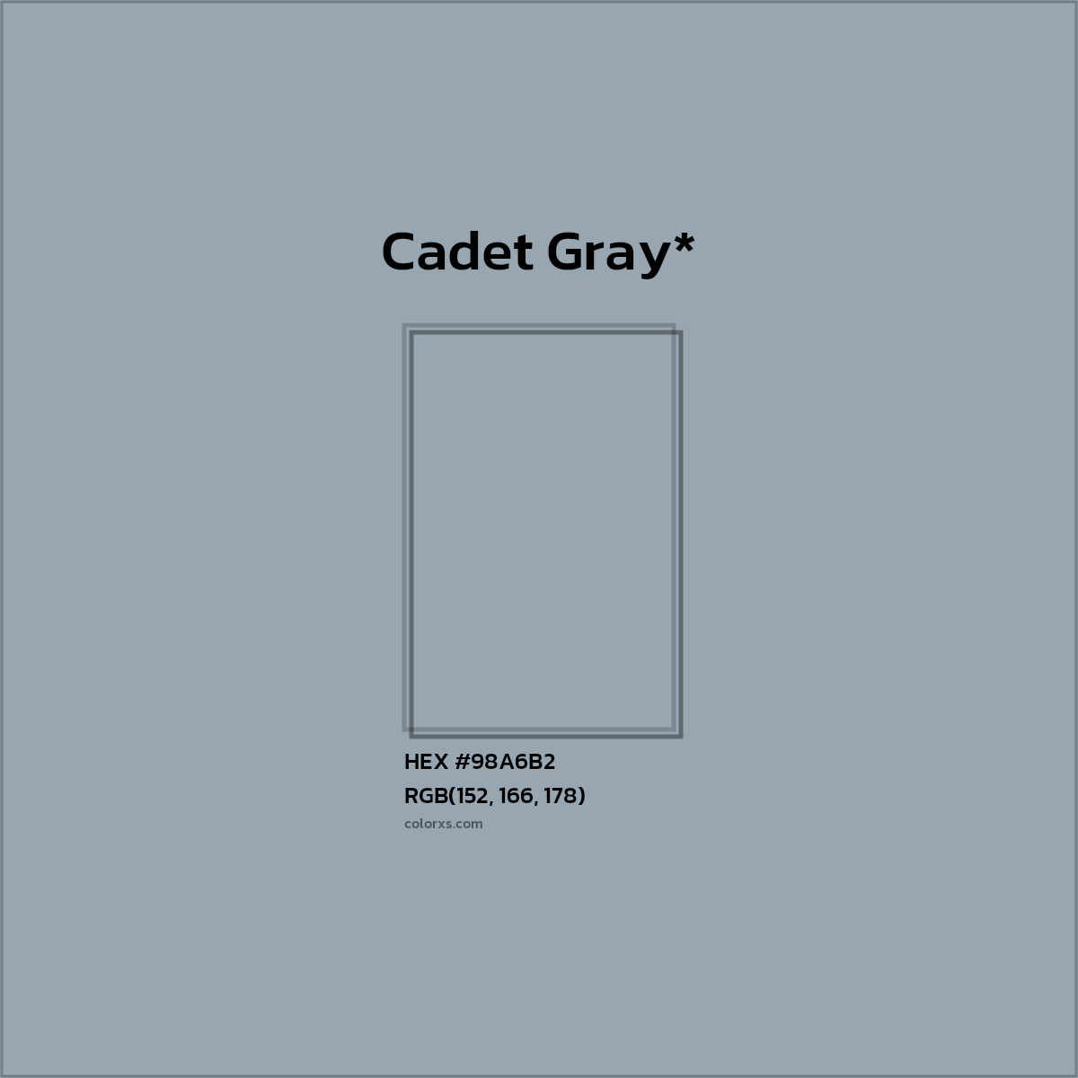 HEX #98A6B2 Color Name, Color Code, Palettes, Similar Paints, Images