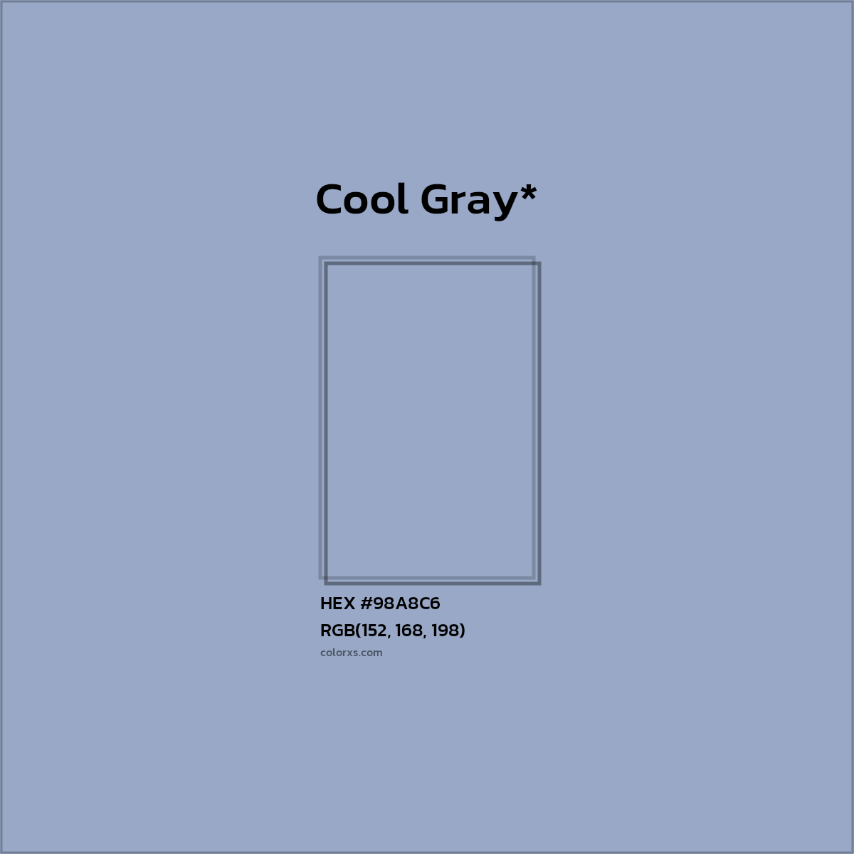 HEX #98A8C6 Color Name, Color Code, Palettes, Similar Paints, Images