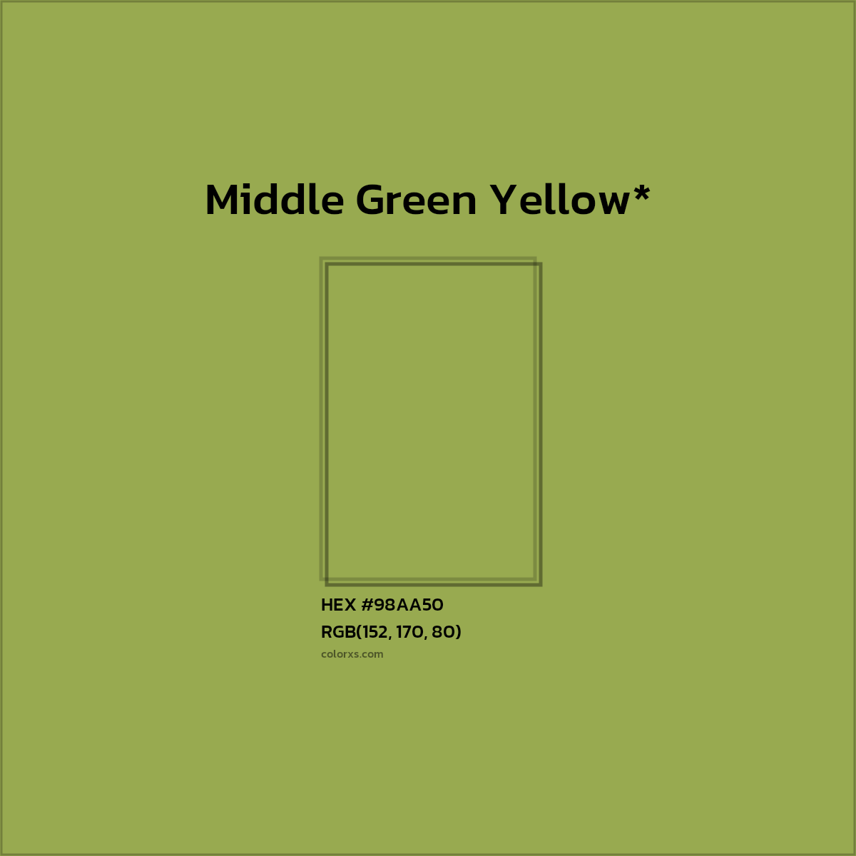 HEX #98AA50 Color Name, Color Code, Palettes, Similar Paints, Images