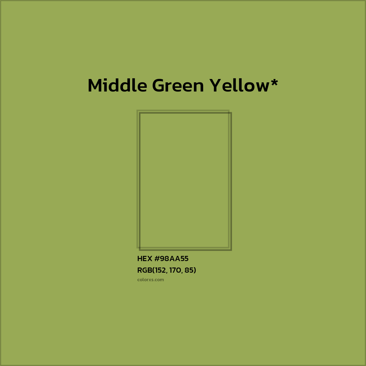 HEX #98AA55 Color Name, Color Code, Palettes, Similar Paints, Images