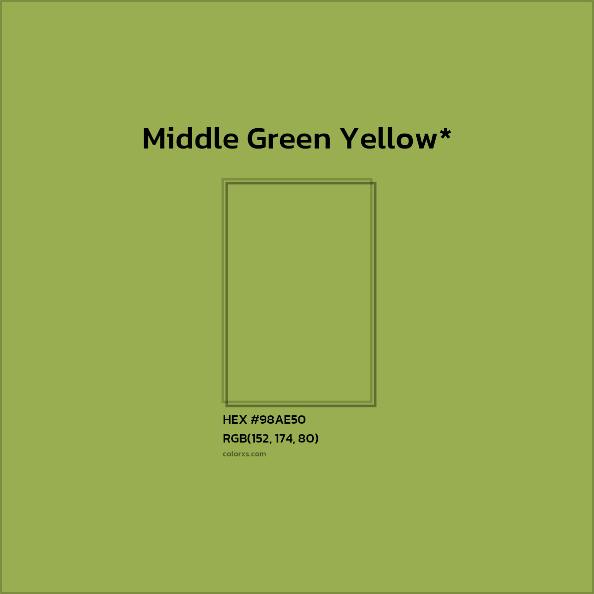 HEX #98AE50 Color Name, Color Code, Palettes, Similar Paints, Images