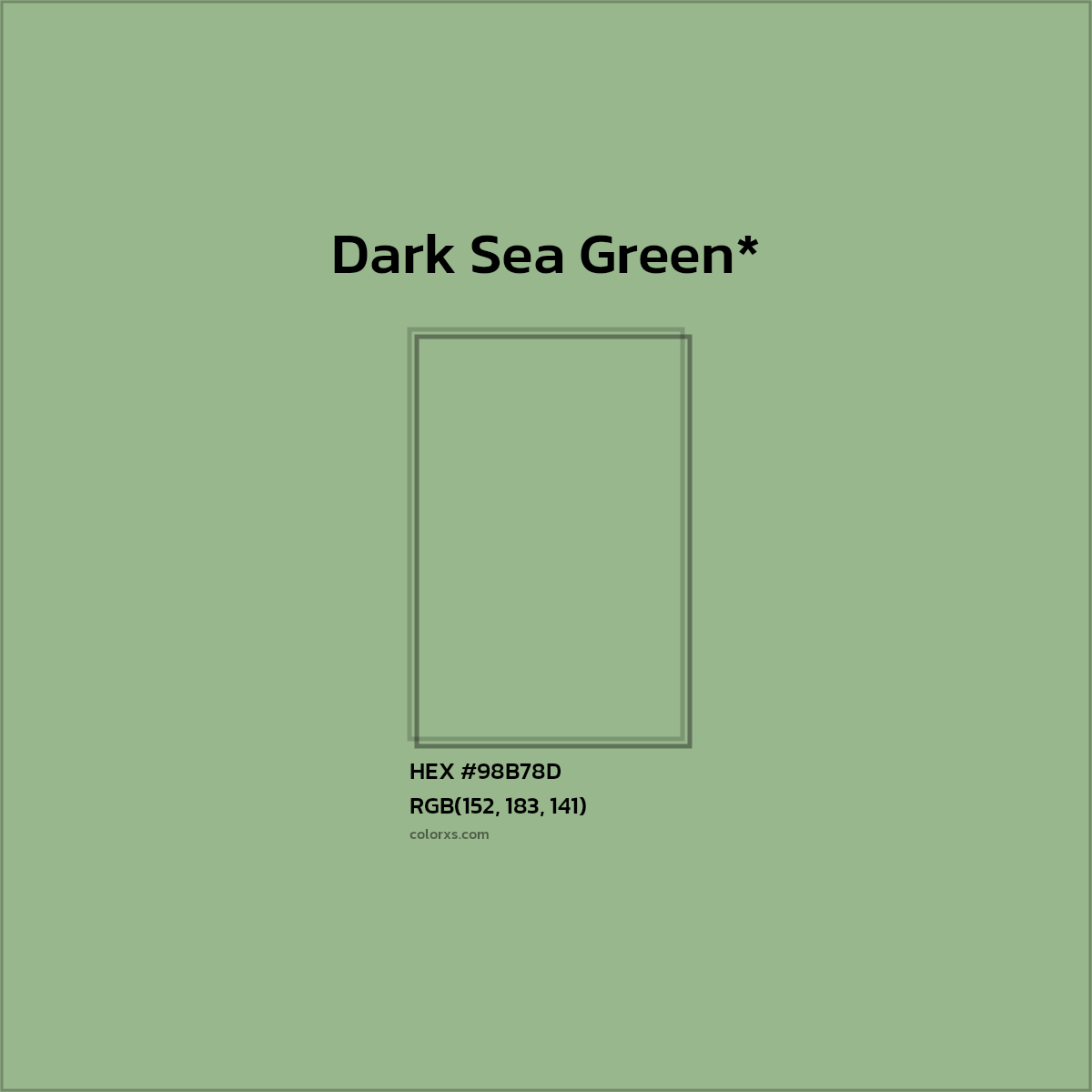 HEX #98B78D Color Name, Color Code, Palettes, Similar Paints, Images