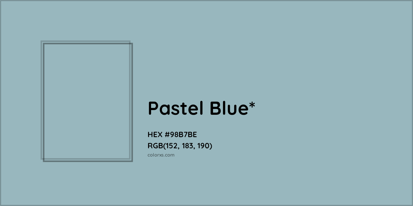 HEX #98B7BE Color Name, Color Code, Palettes, Similar Paints, Images