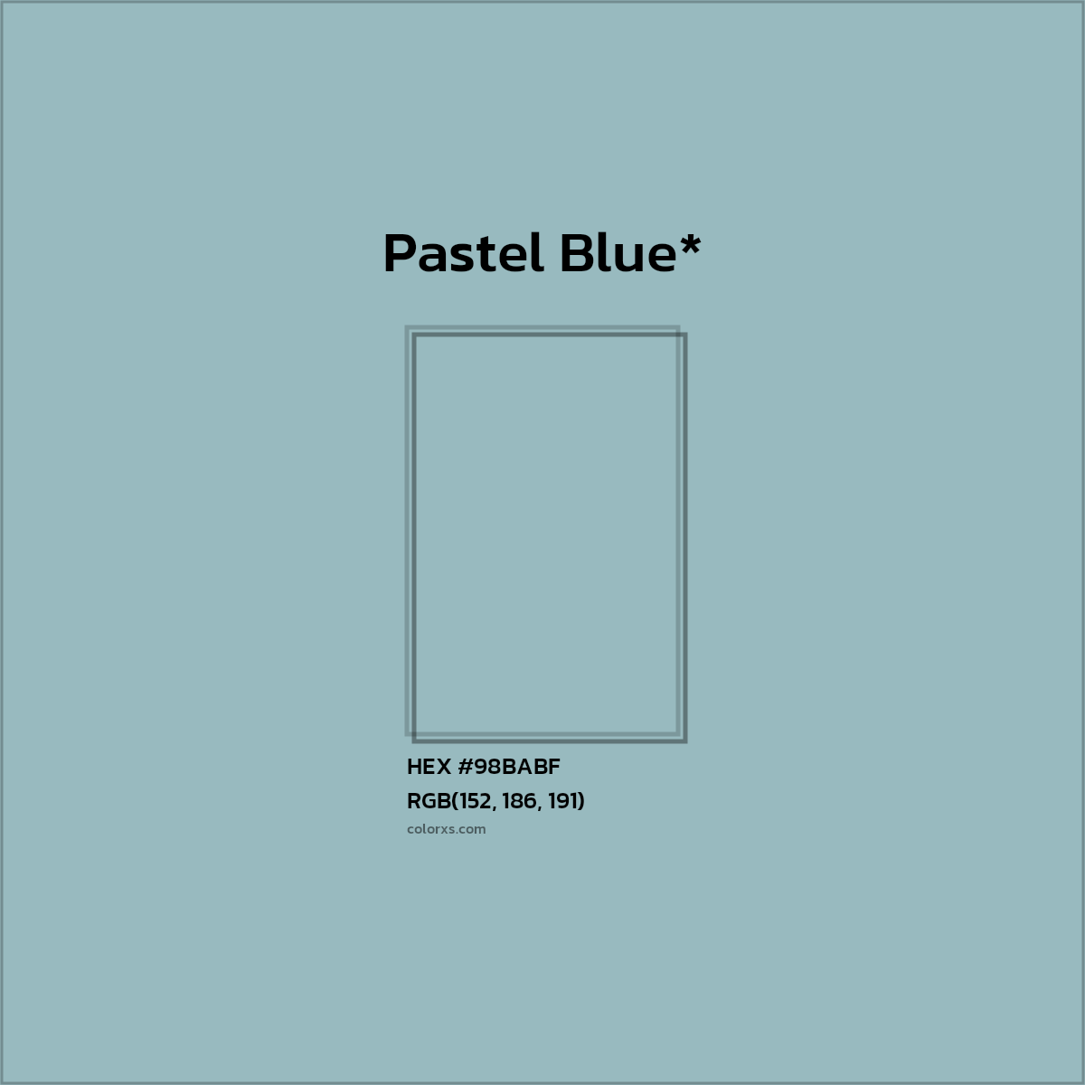 HEX #98BABF Color Name, Color Code, Palettes, Similar Paints, Images